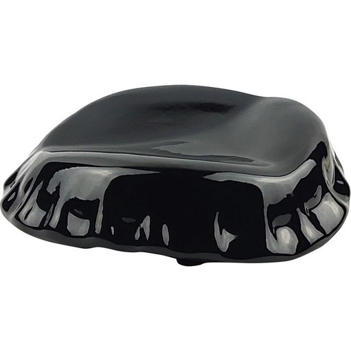 Capsule' vintage dienblad van keramiek met zwart email door J.C Peiré, 1980