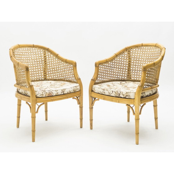 Image 1 of Paar vintage bamboe rieten fauteuils 1960