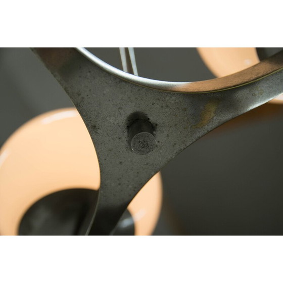 Image 1 of Vintage functionalistische vernikkelde kroonluchter met drie vlammen van Ias, 1930