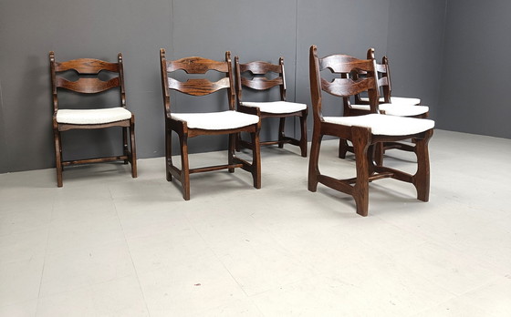 Image 1 of Vintage Brutalistische Eetkamerstoelen, Set Van 6 - 1960S