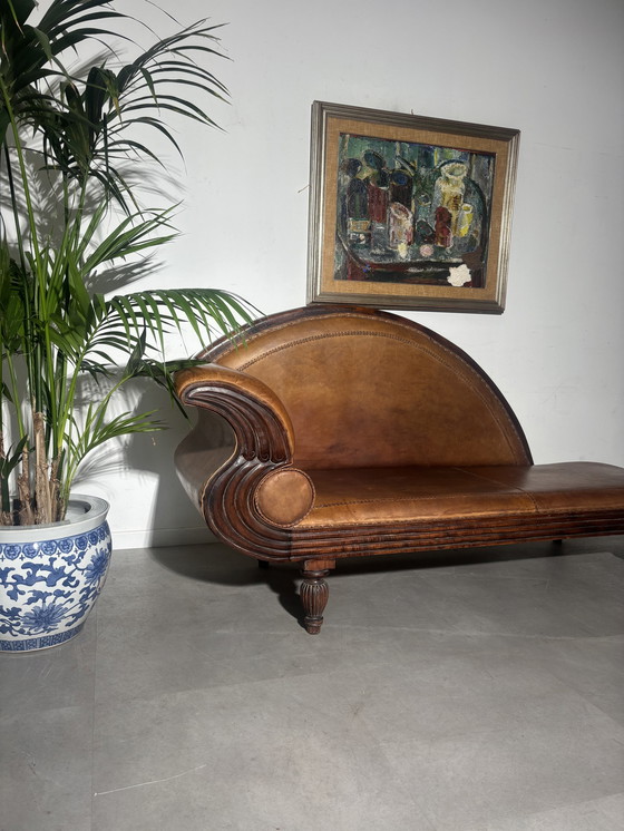 Image 1 of Art Deco Shaaplederen Loungechair