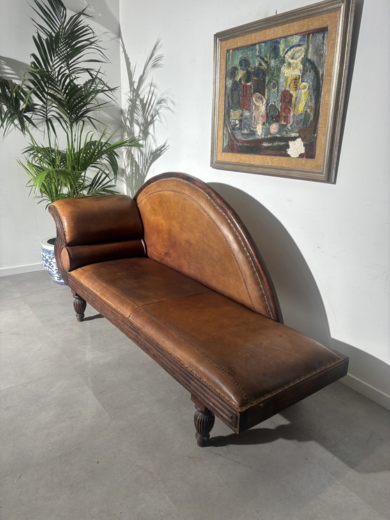 Image 1 of Art Deco Shaaplederen Loungechair