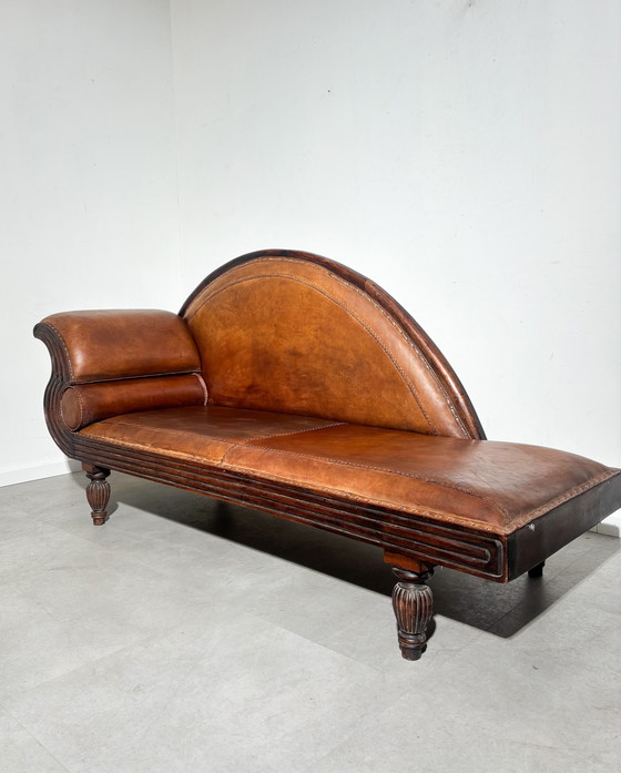 Image 1 of Art Deco Shaaplederen Loungechair