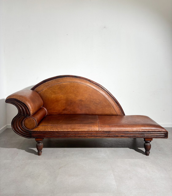 Image 1 of Art Deco Shaaplederen Loungechair