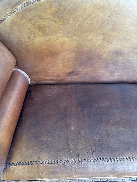 Image 1 of Art Deco Shaaplederen Loungechair