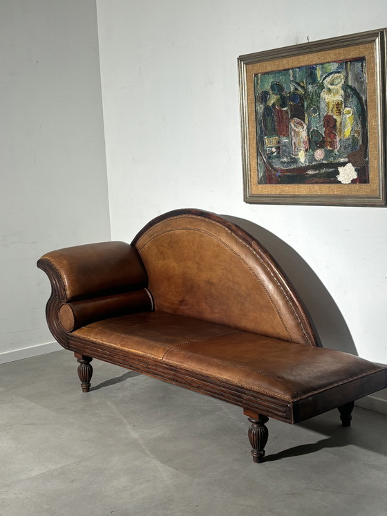 Image 1 of Art Deco Shaaplederen Loungechair