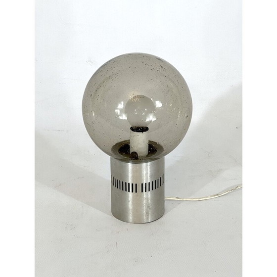 Image 1 of Mid Century aluminium en bullicante glazen tafellamp van Stilux Milano