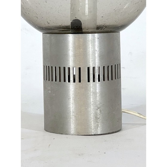 Image 1 of Mid Century aluminium en bullicante glazen tafellamp van Stilux Milano