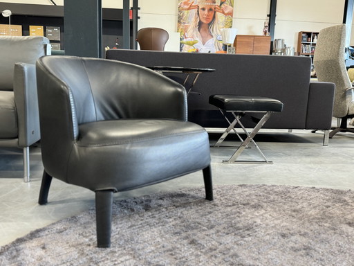 B&B Italia Maxalto Pathos Febo Fauteuil Zwart Leer 