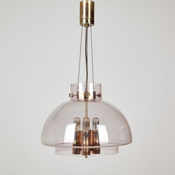 Image 1 of Vintage limburg kroonluchter van gerookt glas, 1960