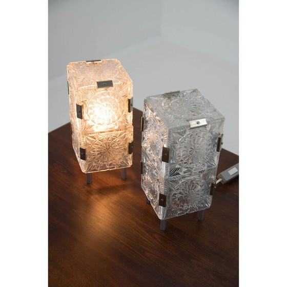 Image 1 of Paar vintage glazen tafellampen van Kamenicky Senov, 1970