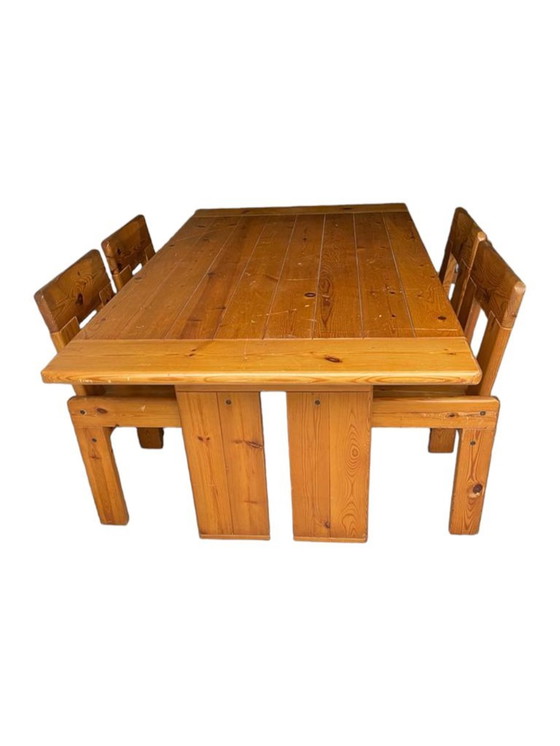 Image 1 of Silvio Coppola Eettafel Met 4 Eetkamerstoelen Voor Fratelli Montina