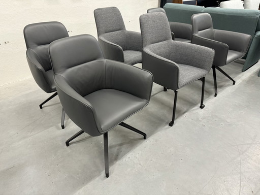 6 Leolux Gyon Eetkamerstoelen Ceras Rock 