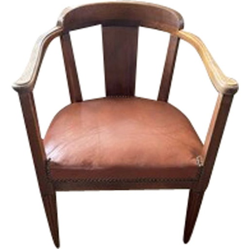 Vintage Art Deco leren fauteuil
