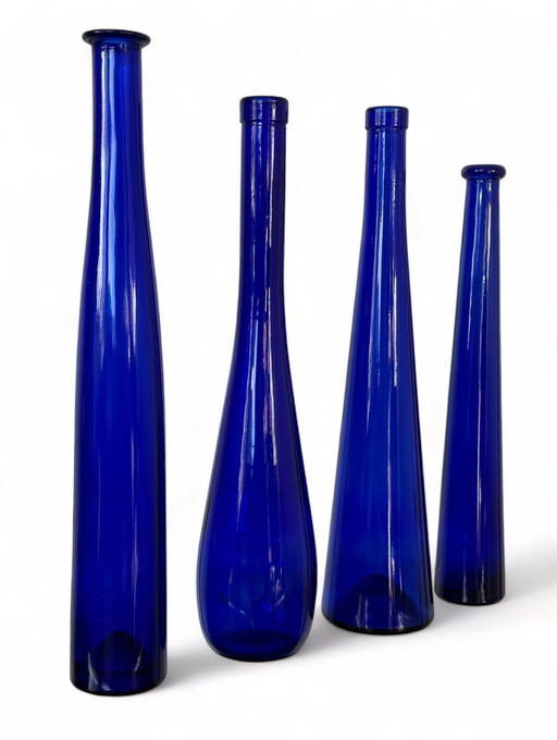 Collectie Vintage Blauwe Flessen Glas Cobalt Wijnflessen 