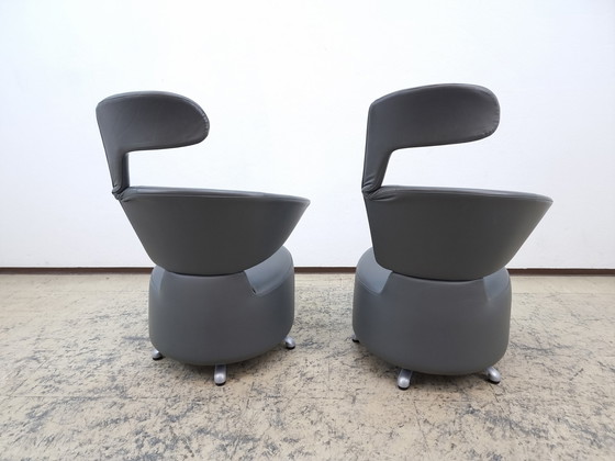 Image 1 of Cassina Aki Biki stoel design leren fauteuil draaifauteuil