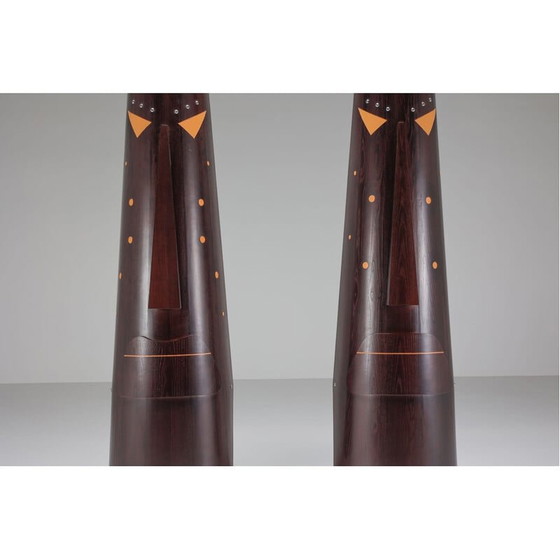 Image 1 of Paar vintage abstracte totem sculpturen van Bianca Garinei, jaren 1970
