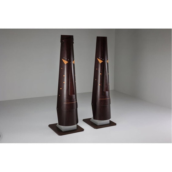 Image 1 of Paar vintage abstracte totem sculpturen van Bianca Garinei, jaren 1970