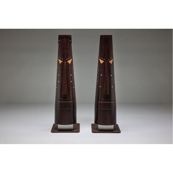 Image 1 of Paar vintage abstracte totem sculpturen van Bianca Garinei, jaren 1970