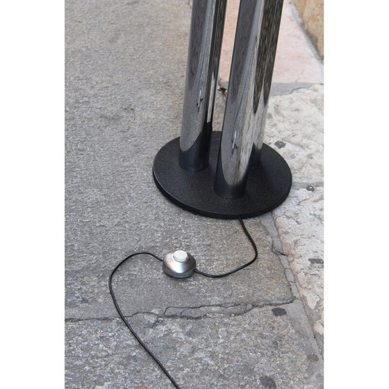 Image 1 of Vintage vloerlamp van verchroomd metaal en gietijzer voor Radice, Italië 1970