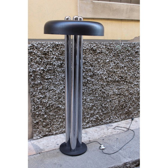 Image 1 of Vintage vloerlamp van verchroomd metaal en gietijzer voor Radice, Italië 1970