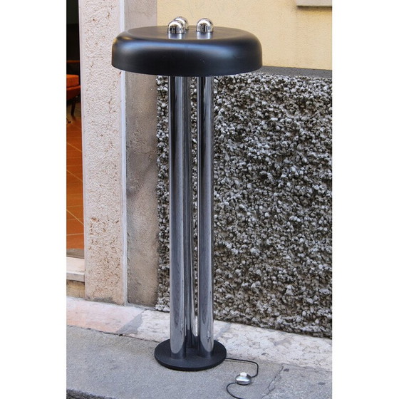 Image 1 of Vintage vloerlamp van verchroomd metaal en gietijzer voor Radice, Italië 1970