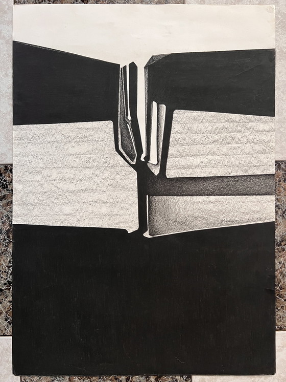 Image 1 of Peter Steinforth Geometrische abstractie, inkt, Duitsland 1969, Berlijn