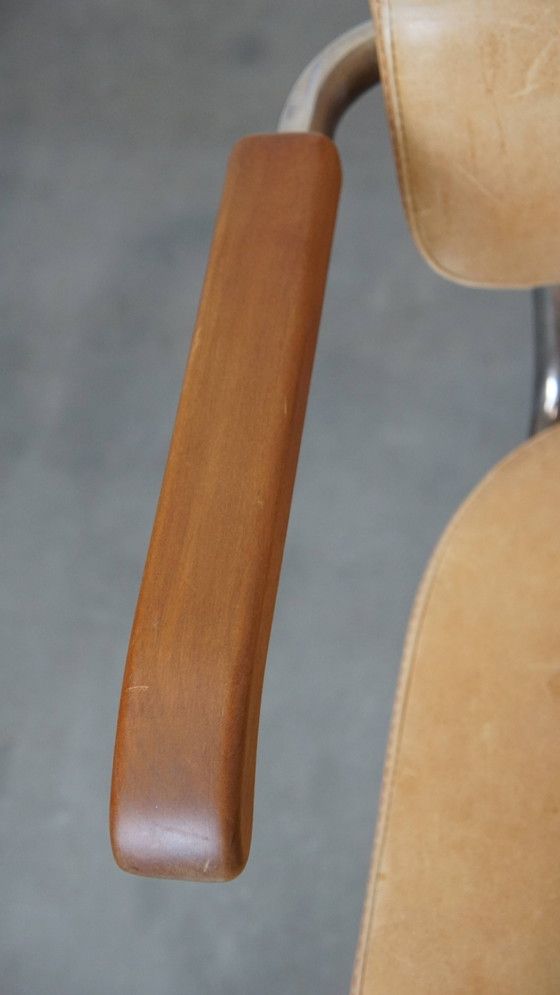 Image 1 of 4 X Vintage Leren Thonet Design Eetkamerstoel