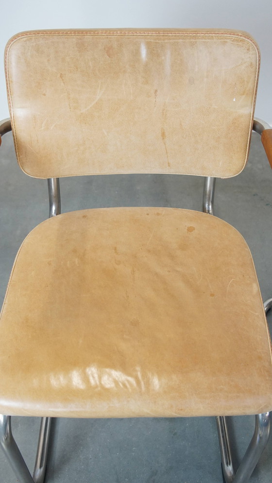 Image 1 of 4 X Vintage Leren Thonet Design Eetkamerstoel