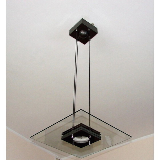Image 1 of Vintage ophanging van metaal en glas, 1990
