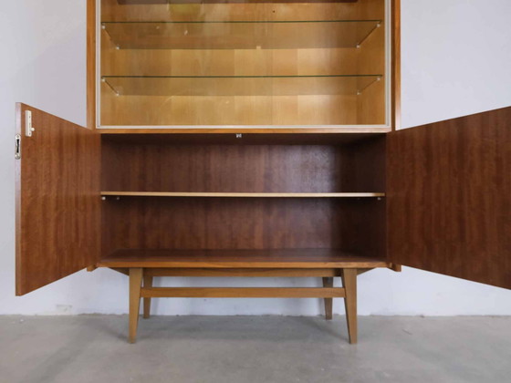 Image 1 of Vintage vitrinekast highboard 50s 60s Midcentury