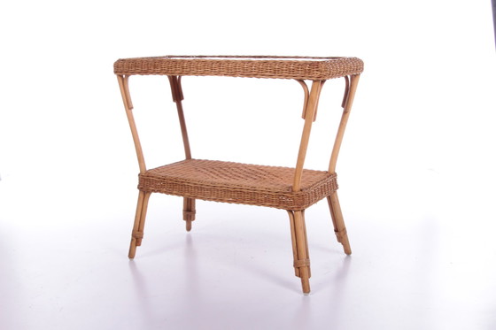 Image 1 of Vintage Sidetable Bohemian stijl Bamboo,1960 Frankrijk.