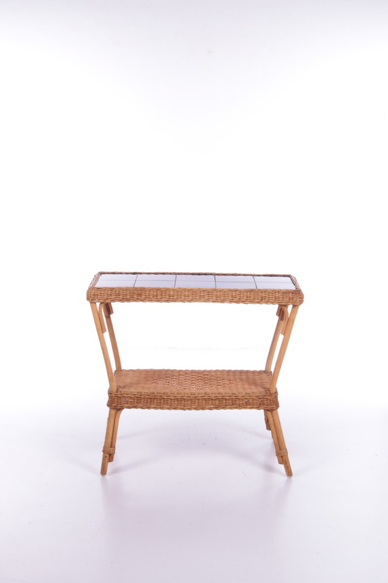 Image 1 of Vintage Sidetable Bohemian stijl Bamboo,1960 Frankrijk.