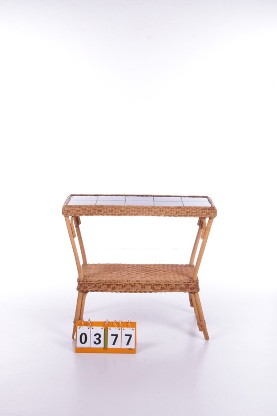 Image 1 of Vintage Sidetable Bohemian stijl Bamboo,1960 Frankrijk.