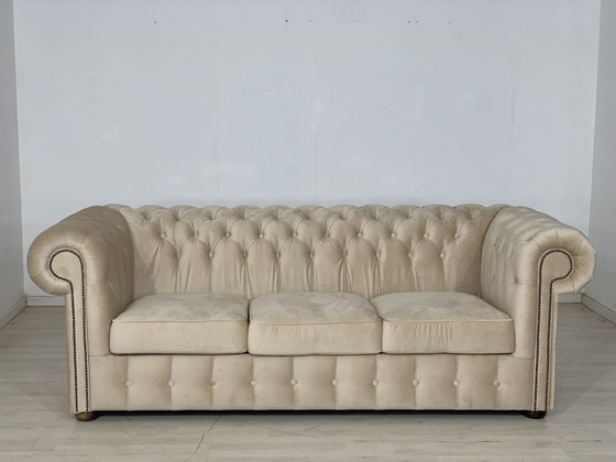 Image 1 of Engelse chesterfield bank 3-zits vintage stijl koloniaal