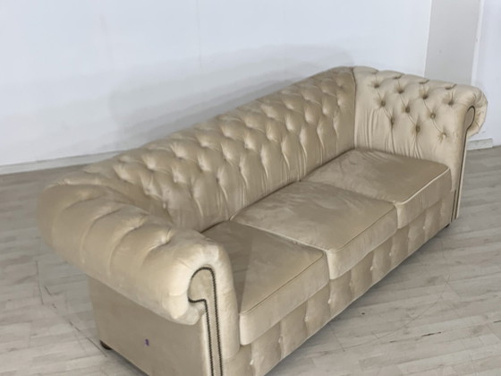 Image 1 of Engelse chesterfield bank 3-zits vintage stijl koloniaal