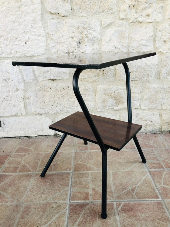 Image 1 of  Vintage metalen bijzettafel met formica blad, 1960S