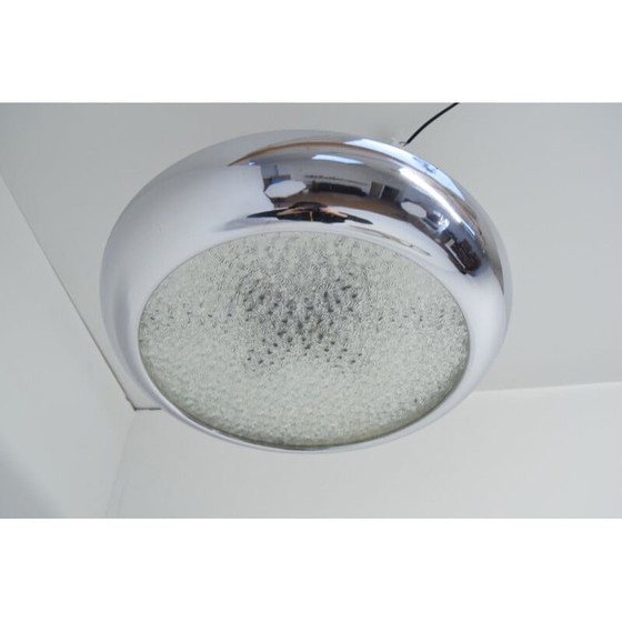 Image 1 of Vintage chroom en glazen Ufo ophanging door Josef Hurka, Tsjecho-Slowakije 1940