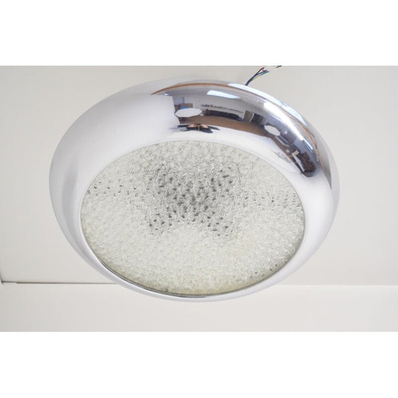 Image 1 of Vintage chroom en glazen Ufo ophanging door Josef Hurka, Tsjecho-Slowakije 1940