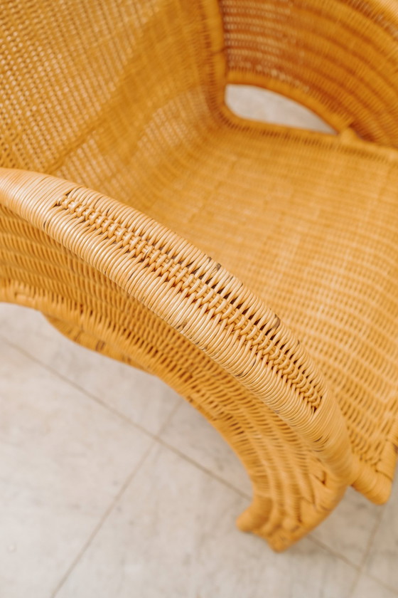 Image 1 of Vintage Rotan Fauteuil Met Halve Maan Poten 