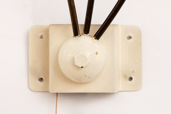 Image 1 of Vintage Wandlamp met 3 Lampjes - Messing Metaal,1960 Denemarken