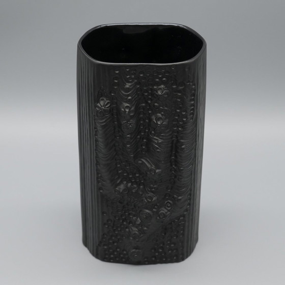 Image 1 of Martin Freyer Rosenthal Studio-Line Bisque Porcelaine Noire Op-Art Reliëfvaas