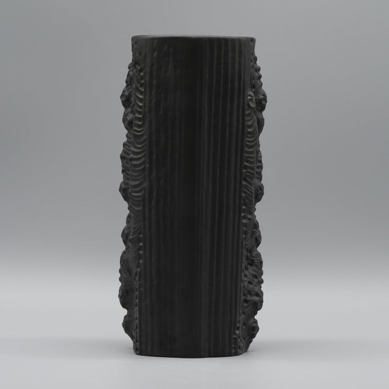 Image 1 of Martin Freyer Rosenthal Studio-Line Bisque Porcelaine Noire Op-Art Reliëfvaas