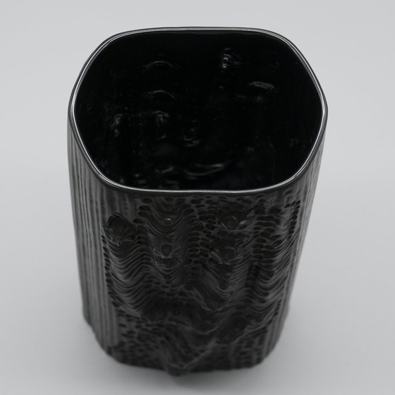 Image 1 of Martin Freyer Rosenthal Studio-Line Bisque Porcelaine Noire Op-Art Reliëfvaas