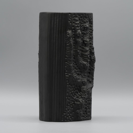 Image 1 of Martin Freyer Rosenthal Studio-Line Bisque Porcelaine Noire Op-Art Reliëfvaas