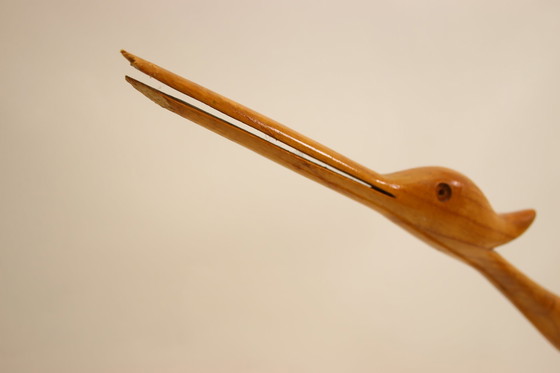 Image 1 of Vintage grote Kraanvogels gemaakt van hout op voet,1960 Scandinavie