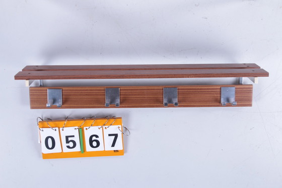 Image 1 of Vintage wandkapstok met chrome en 8 haken.