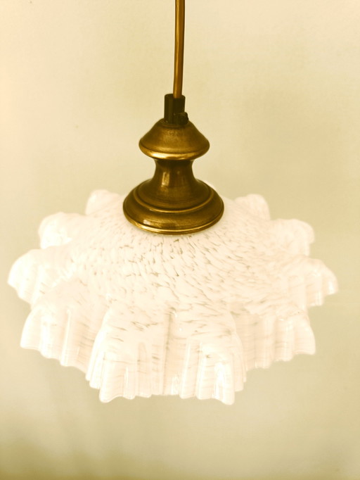 Witte Opaline De Clichy Glazen Hanglamp