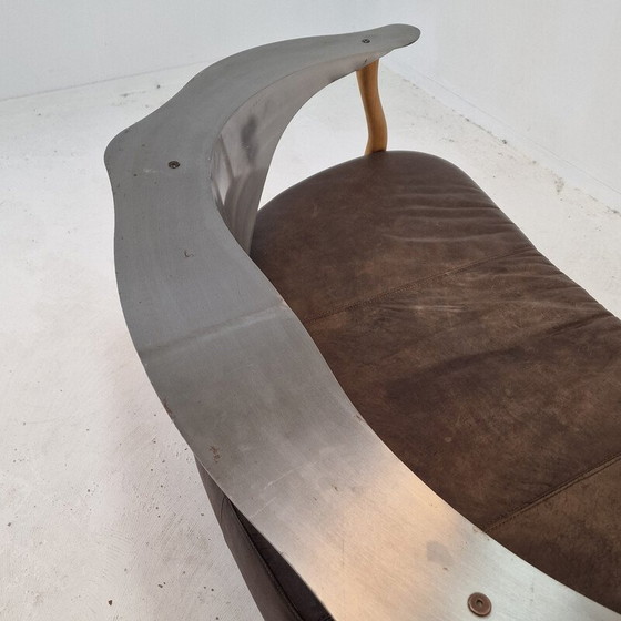 Image 1 of Vintage "Fantasy Island" sofa van hout, staal en leer door Kurt Bayer, Duitsland 1980