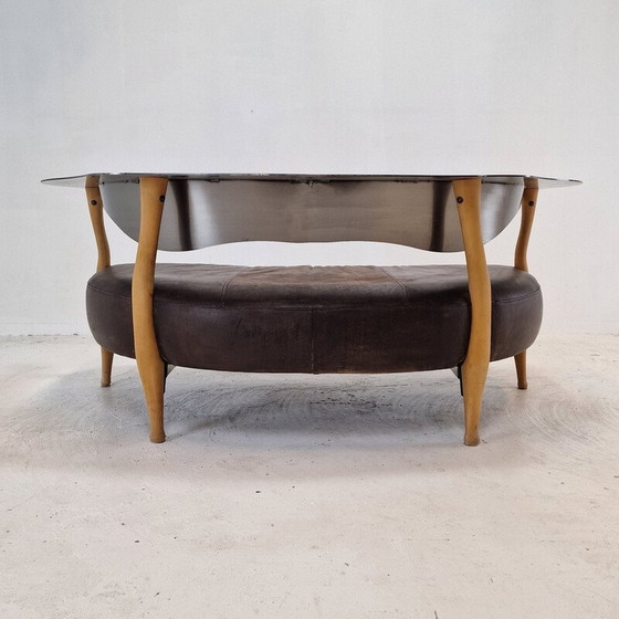 Image 1 of Vintage "Fantasy Island" sofa van hout, staal en leer door Kurt Bayer, Duitsland 1980